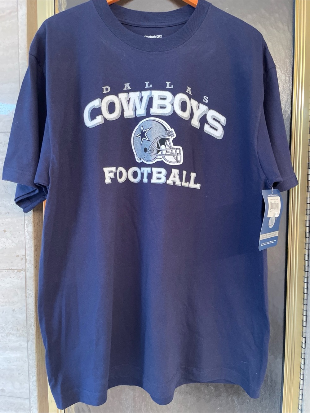 Reebok NFL Dallas Cowboys Football Navy Blue Short Sleeve T-Shirt Mens Large